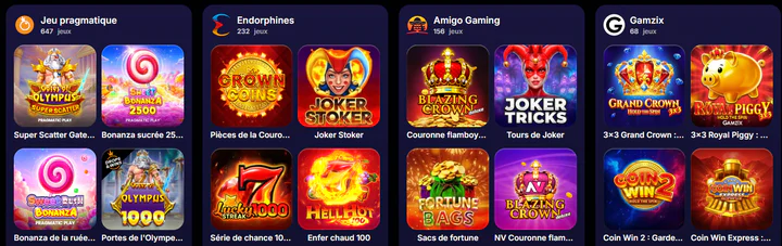 NV Casino sélection de machines à sous par fournisseurs avec Pragmatic Play, Endorphina, Amigo Gaming et Gamzix